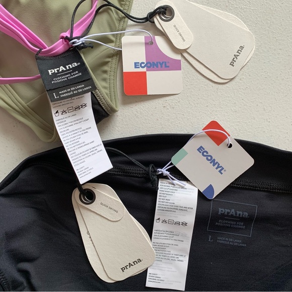 Prana Large Bikini Set Color Block Tulum Top + Black Summer Wave Bottom NWT - Picture 14 of 15